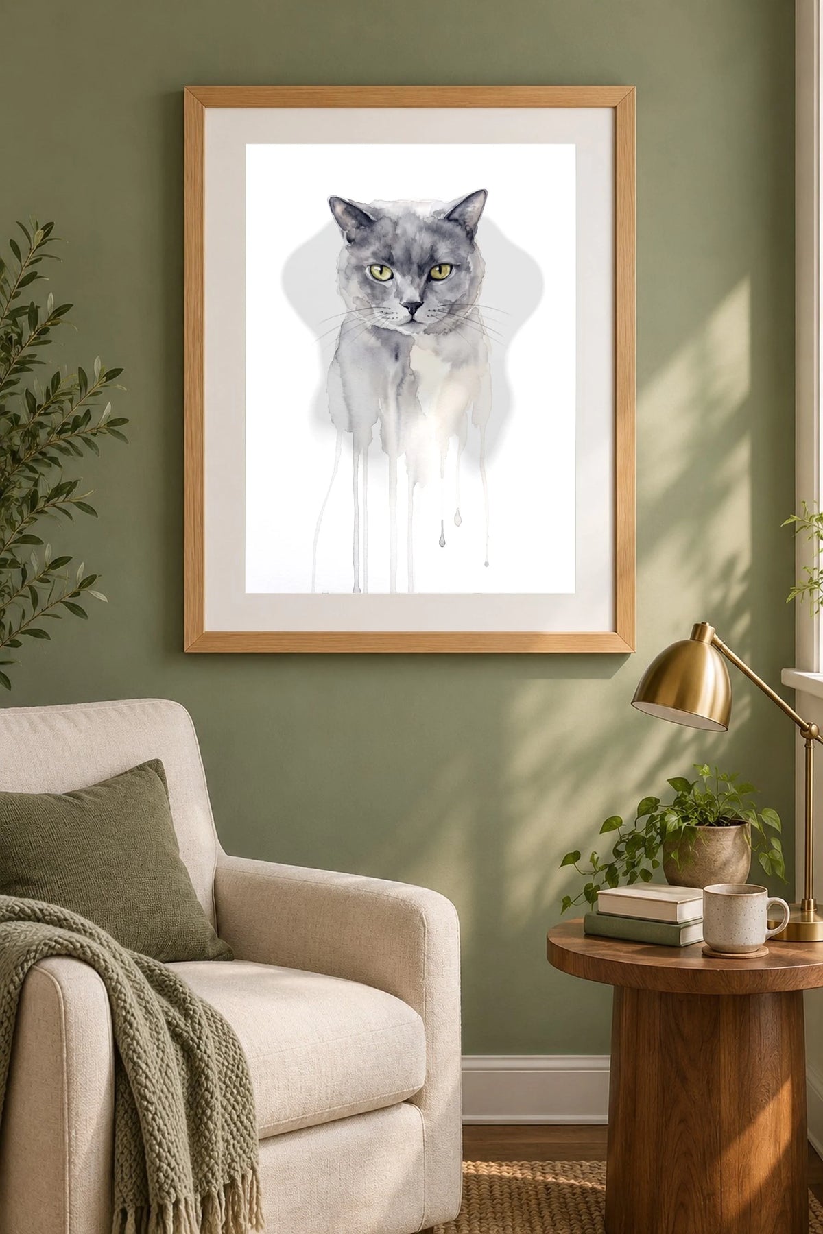 Aquarell Nass-in-Nass Poster mit Britisch-Kurzhaar-Katze
