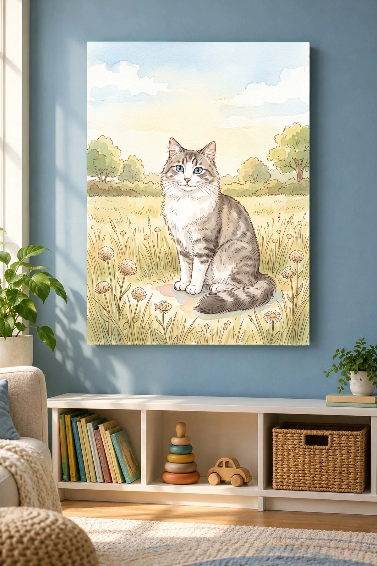 Kinderbuch-Illustration Katze Leinwand