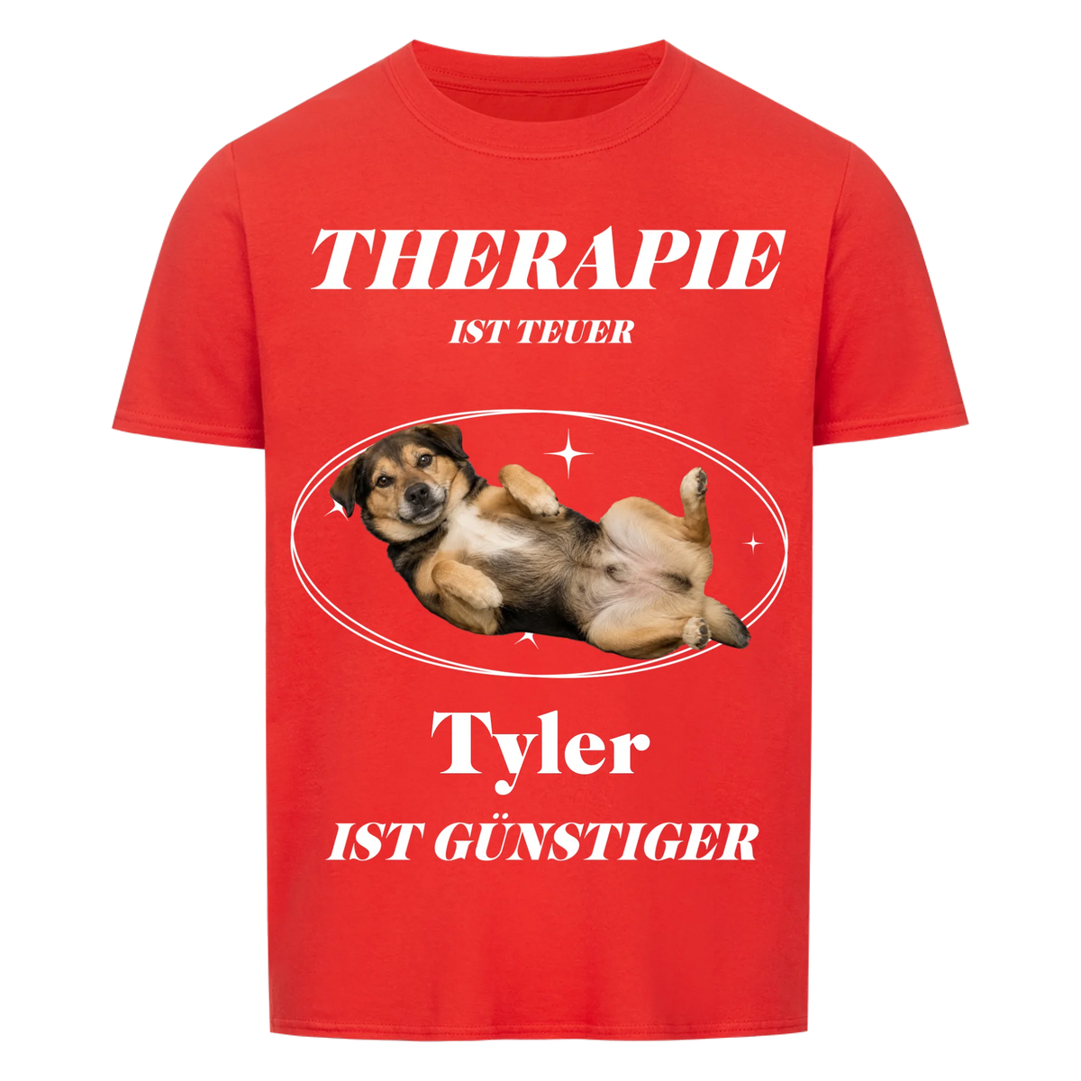 Therapie ist teuer Hunde-T-Shirt personalisiert – Farbvariante