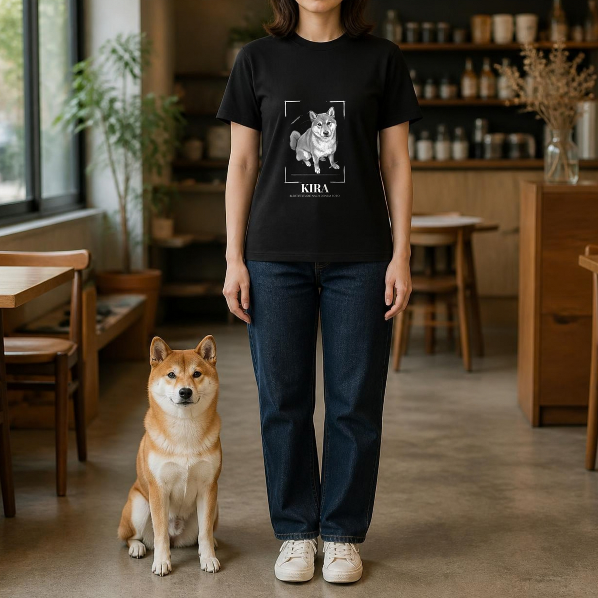 Getragenes Mockup Bleistift-Studie T-Shirt