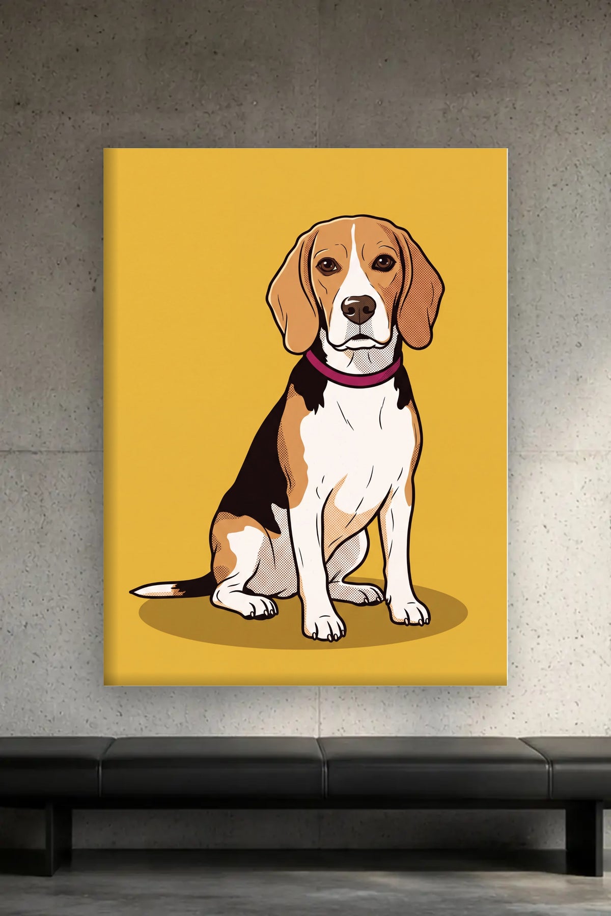Leinwand im Wohnzimmer: Dein Hund als Pop-Art-Siebdruck – personalisiertes Hundeportrait