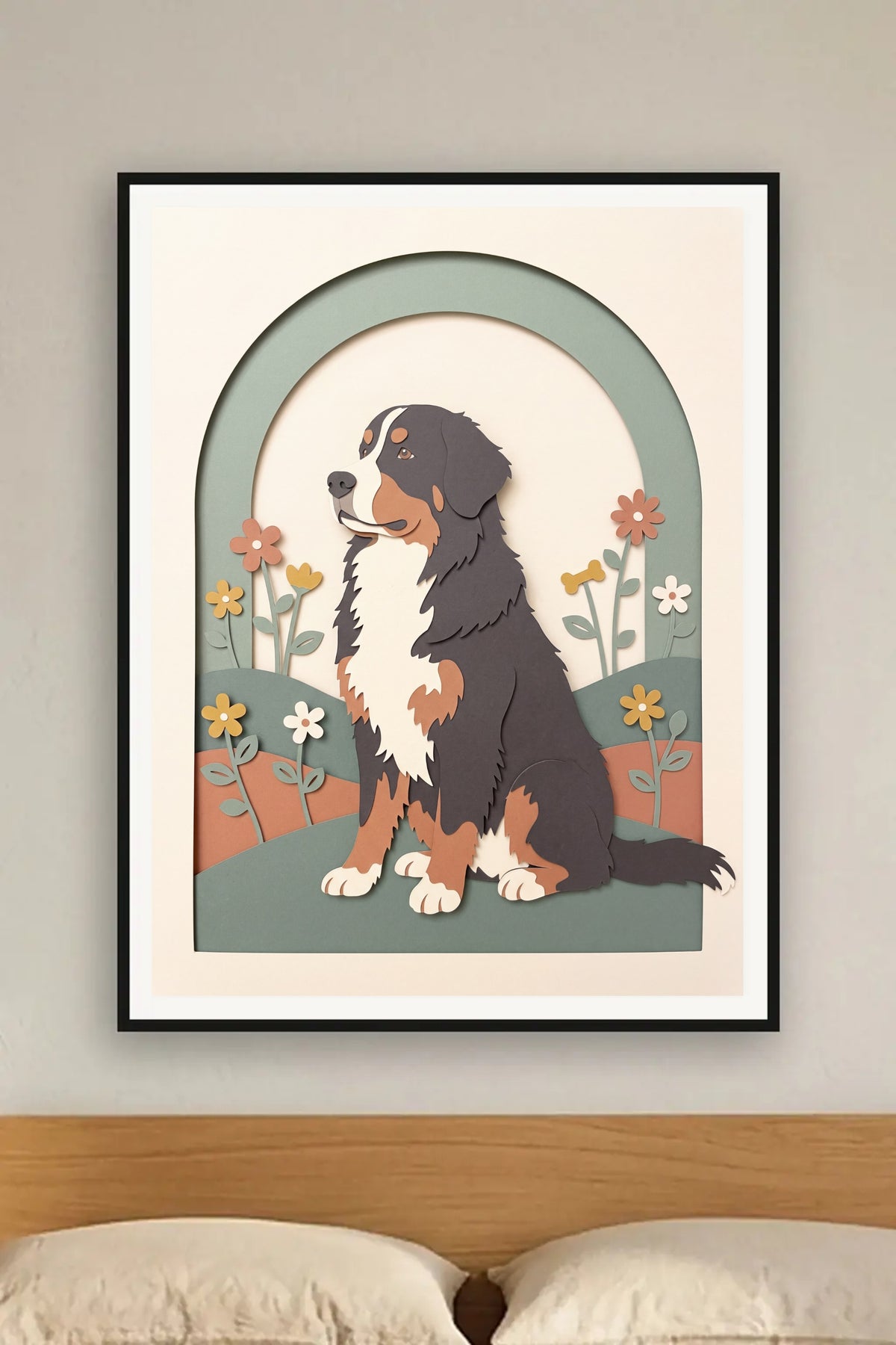 Poster im Wohnzimmer: Dein Hund als Scherenschnitt – personalisiertes Hundeportrait