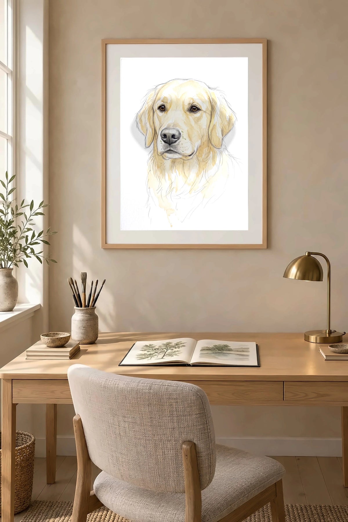 Aquarell-Skizze Poster mit Golden Retriever