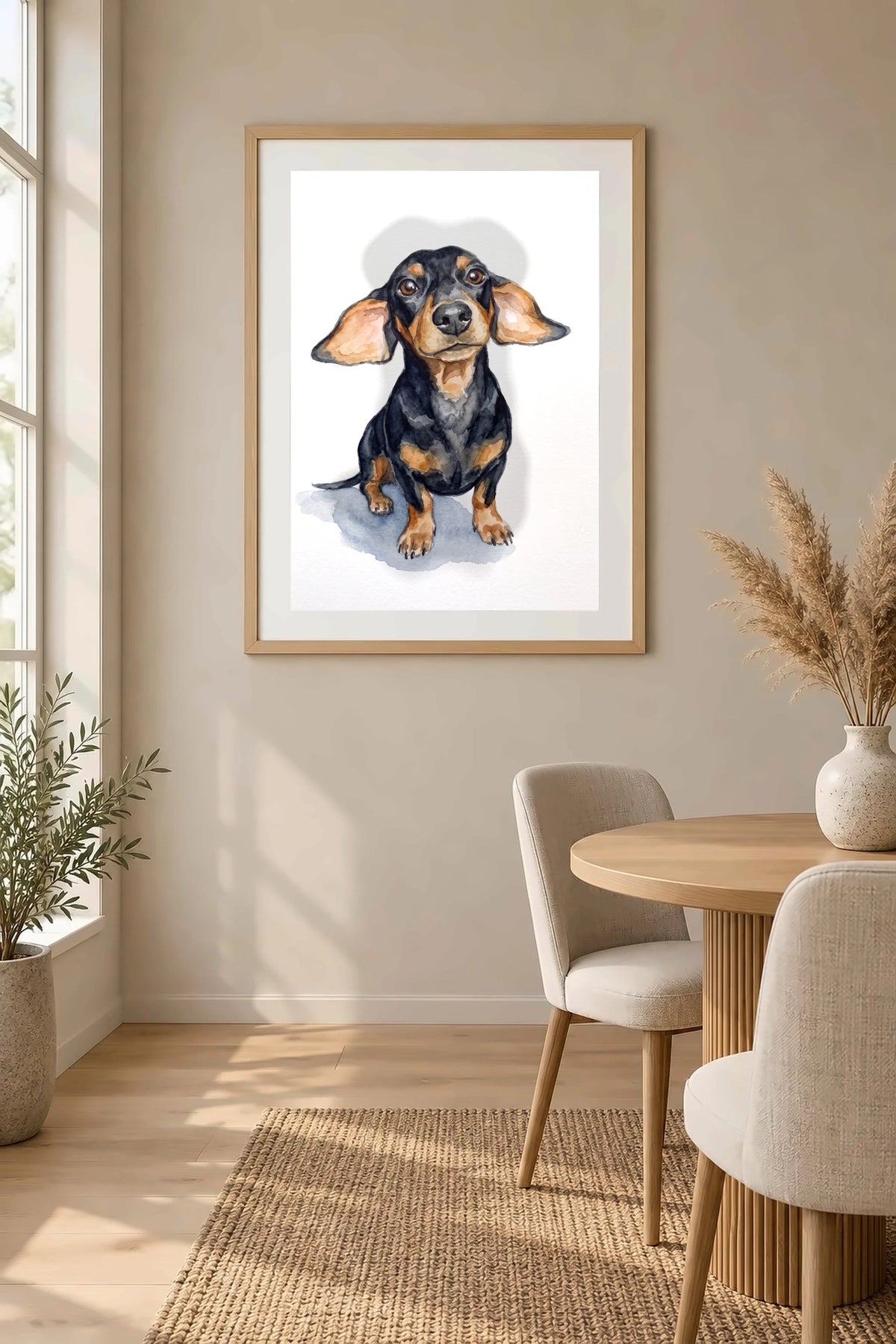Aquarell-Sitzpose Poster mit Dackel