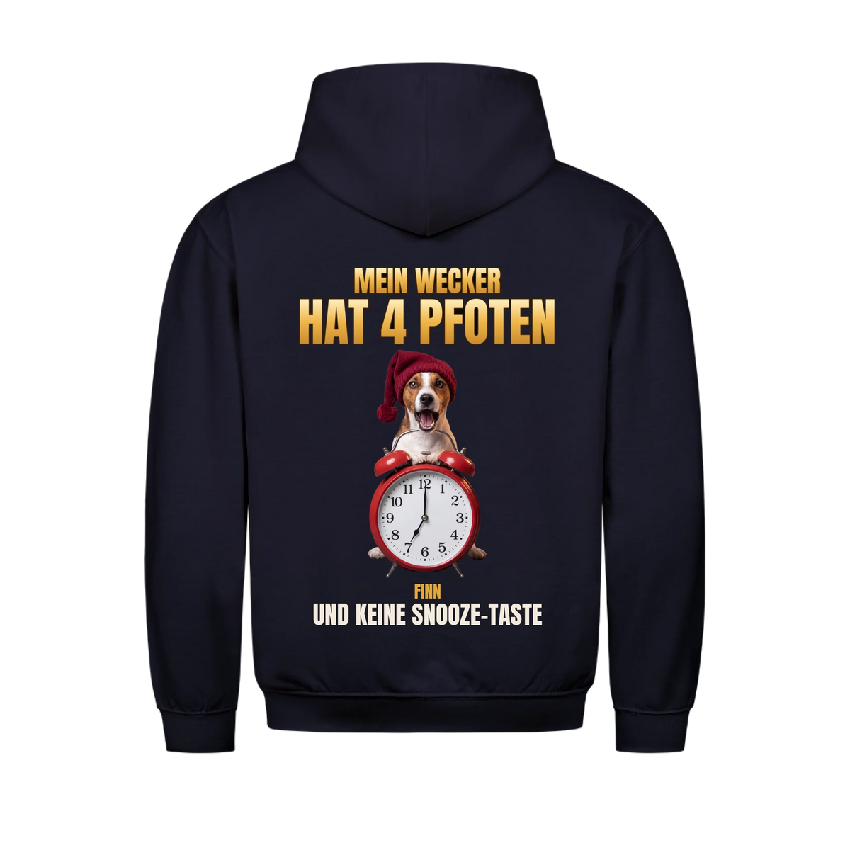 Mein Wecker hat 4 Pfoten Hoodie Navy - personalisiert mit Foto & Name | Lil Snouts