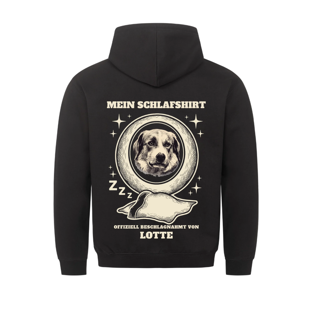 Mein Schlafshirt – Mond-Medaillon – personalisiert mit Foto und Name deines Haustiers, Druckansicht 2 | Lil Snouts