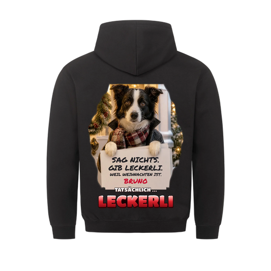 Tatsaechlich Leckerli Hoodie Schwarz Rueckenprint - personalisiert mit Foto & Name | Lil Snouts