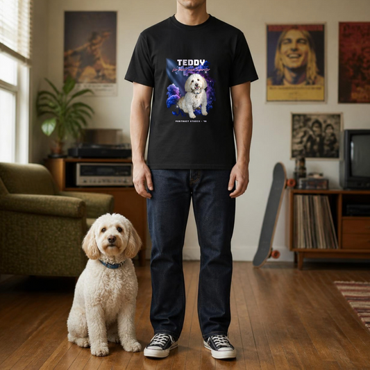 Getragenes Mockup 90er Studio-Porträt T-Shirt
