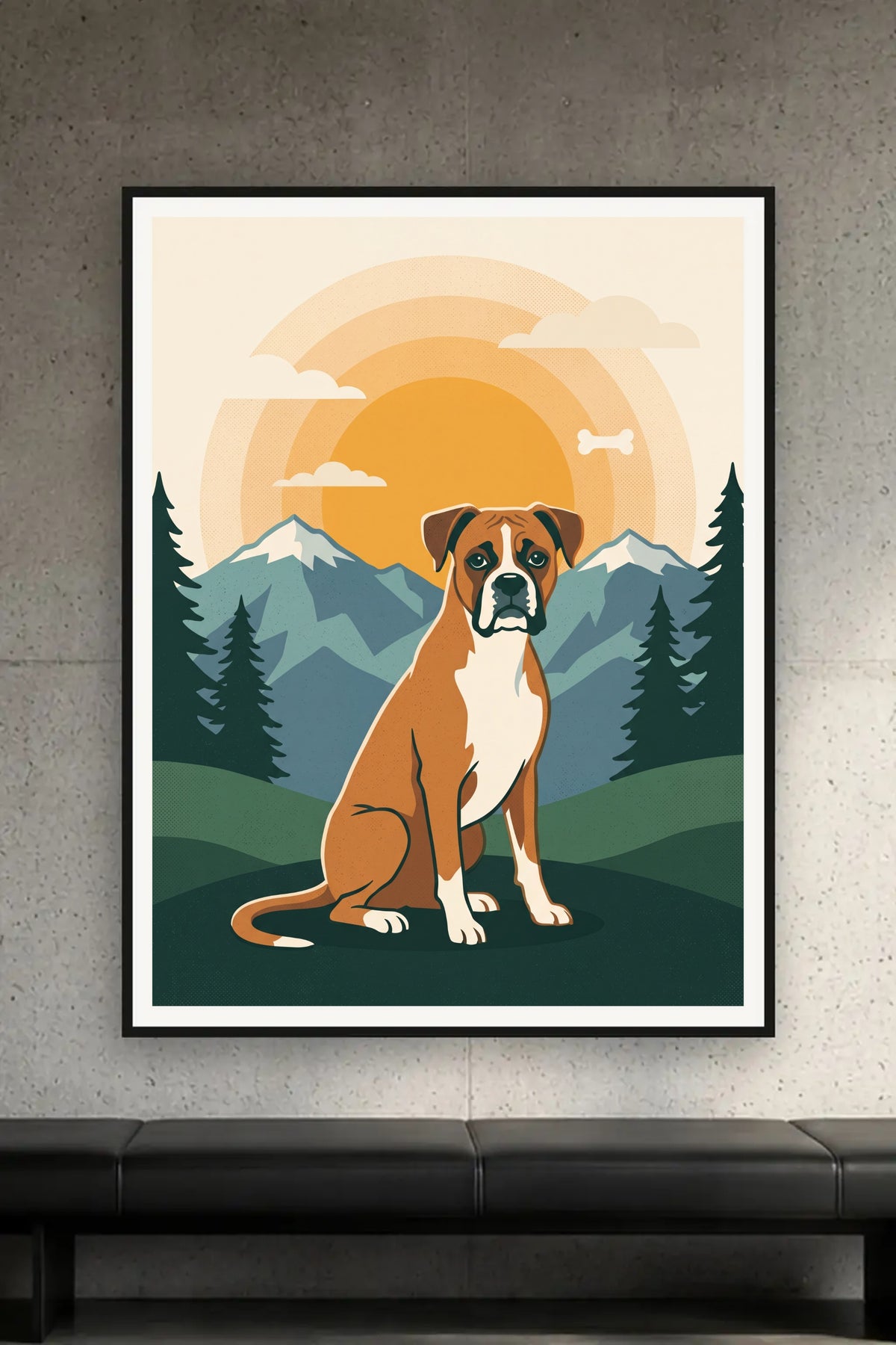 Poster im Wohnzimmer: Dein Hund im Retro-Siebdruck – personalisiertes Hundeportrait