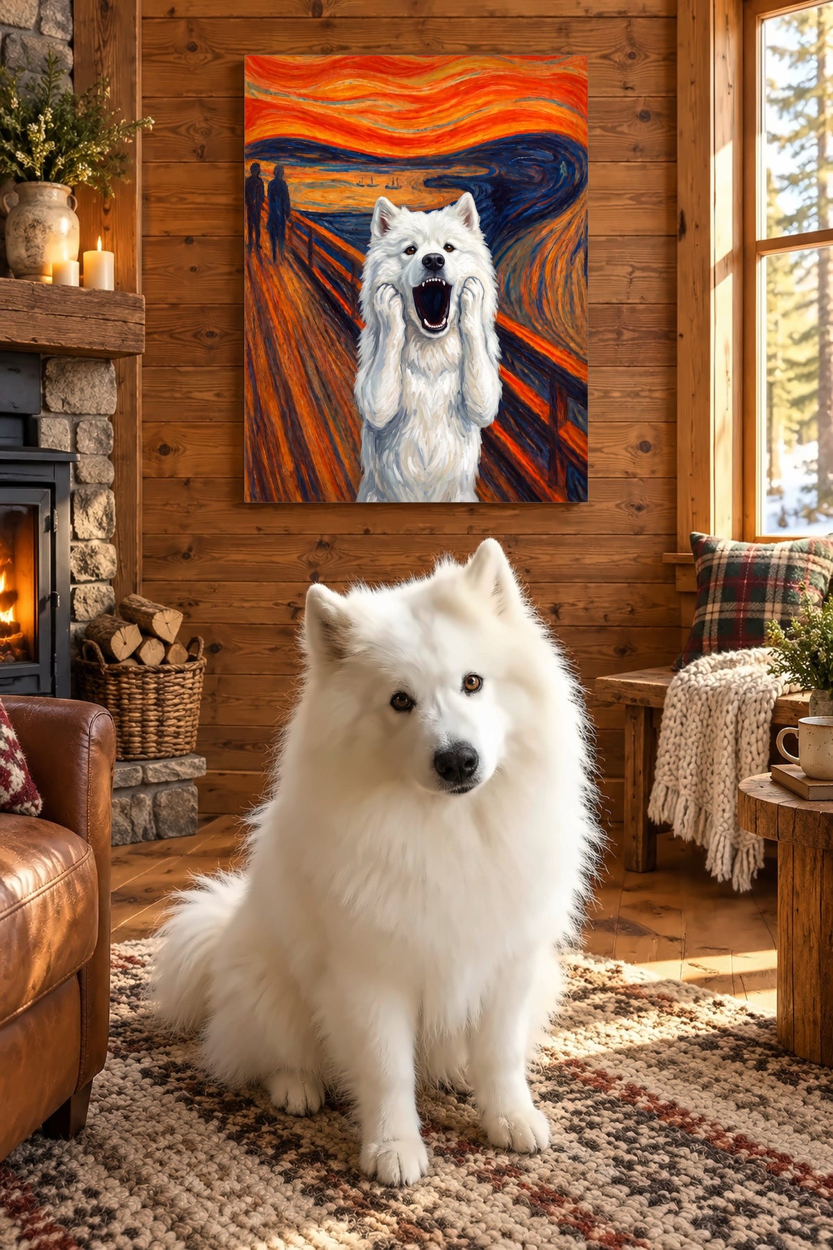 Leinwand im Landhaus: Dein Hund als Der Schrei – personalisiertes Hundeportrait
