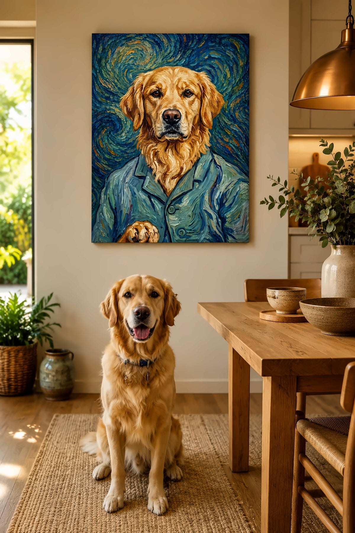 Leinwand im Wohnzimmer: Dein Hund als Van Gogh – personalisiertes Hundeportrait
