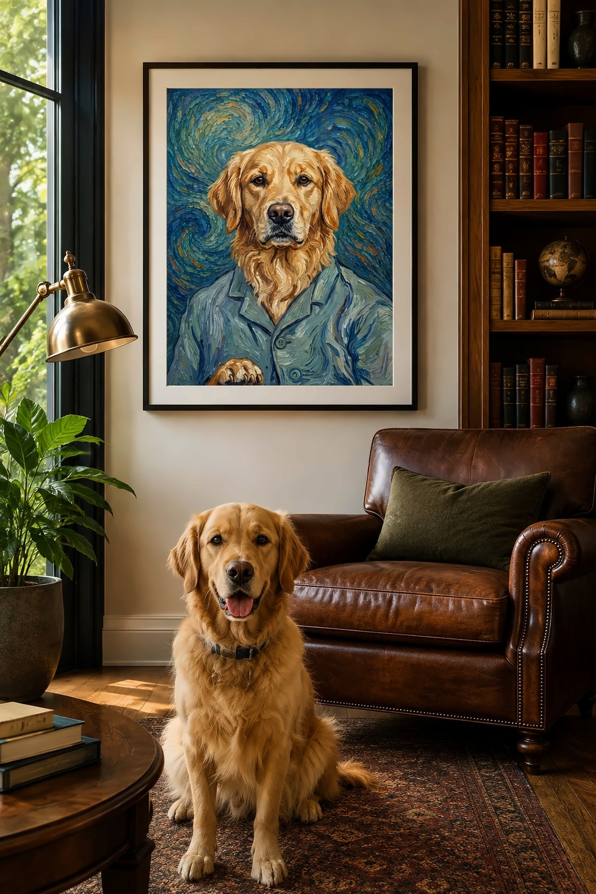 Poster im Wohnzimmer: Dein Hund als Van Gogh – personalisiertes Hundeportrait