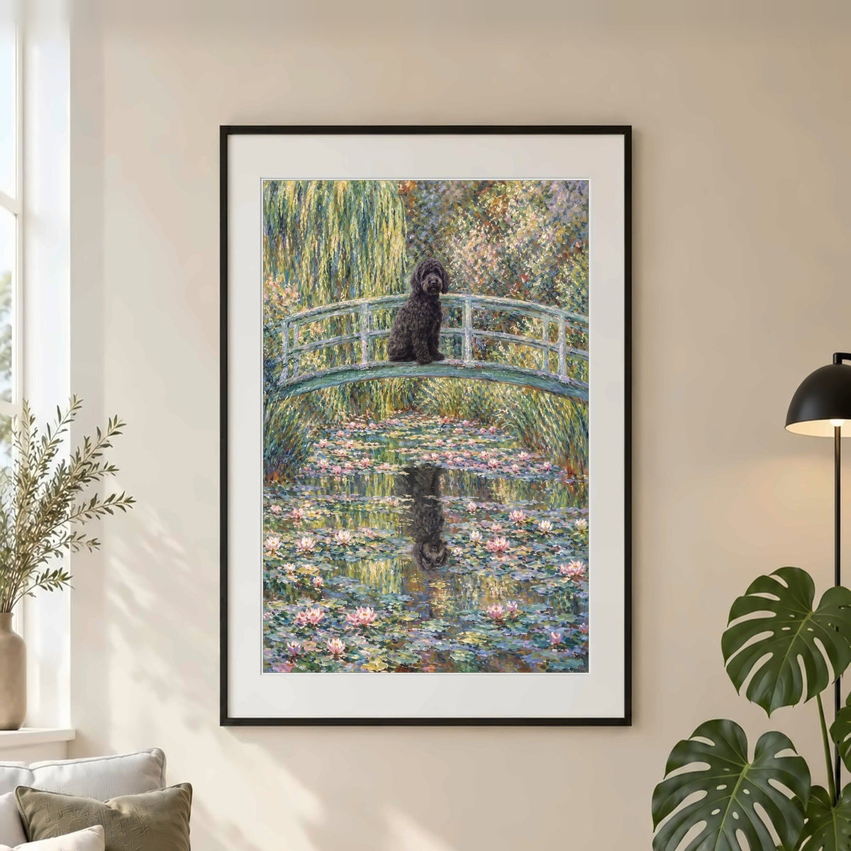 Poster und Leinwand Kartenbild Monet Seerosenbruecke